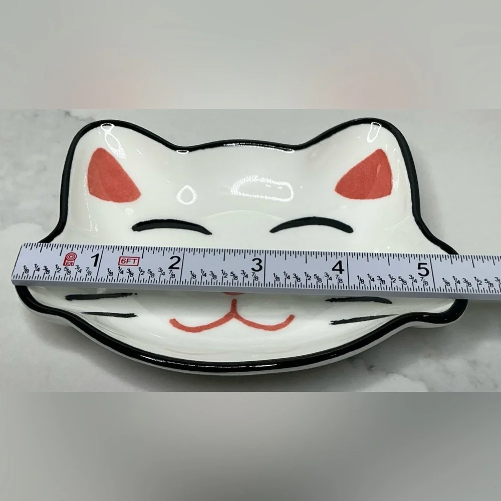 Prima Pets Cat Dish Pet Bowl White Cat Face Red Heart Nose Ceramic New